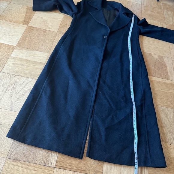 Saks Fifth Avenue Fleurette Cashmere Coat Black Long Single Button Collared 12 - Picture 10 of 12